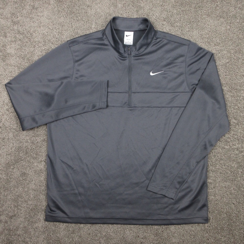 Nike Sweater Mens Large Gray Drifit Performance Golf Quarter Zip Lightweight